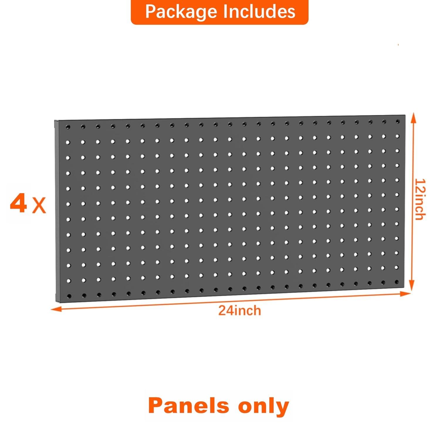 imageTORACK 2Pack 12x24 inch Metal Pegboard Panels for Garage Wall Tool Organizer Pegboard for Workbench Workshop Tool Storage Peg Board for PegsBlack12x24 in