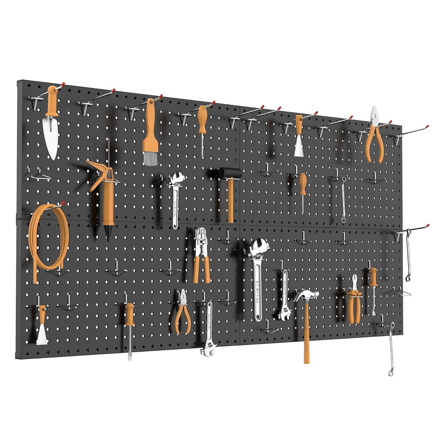 imageTORACK 2Pack 12x24 inch Metal Pegboard Panels for Garage Wall Tool Organizer Pegboard for Workbench Workshop Tool Storage Peg Board for PegsBlack12x24 in