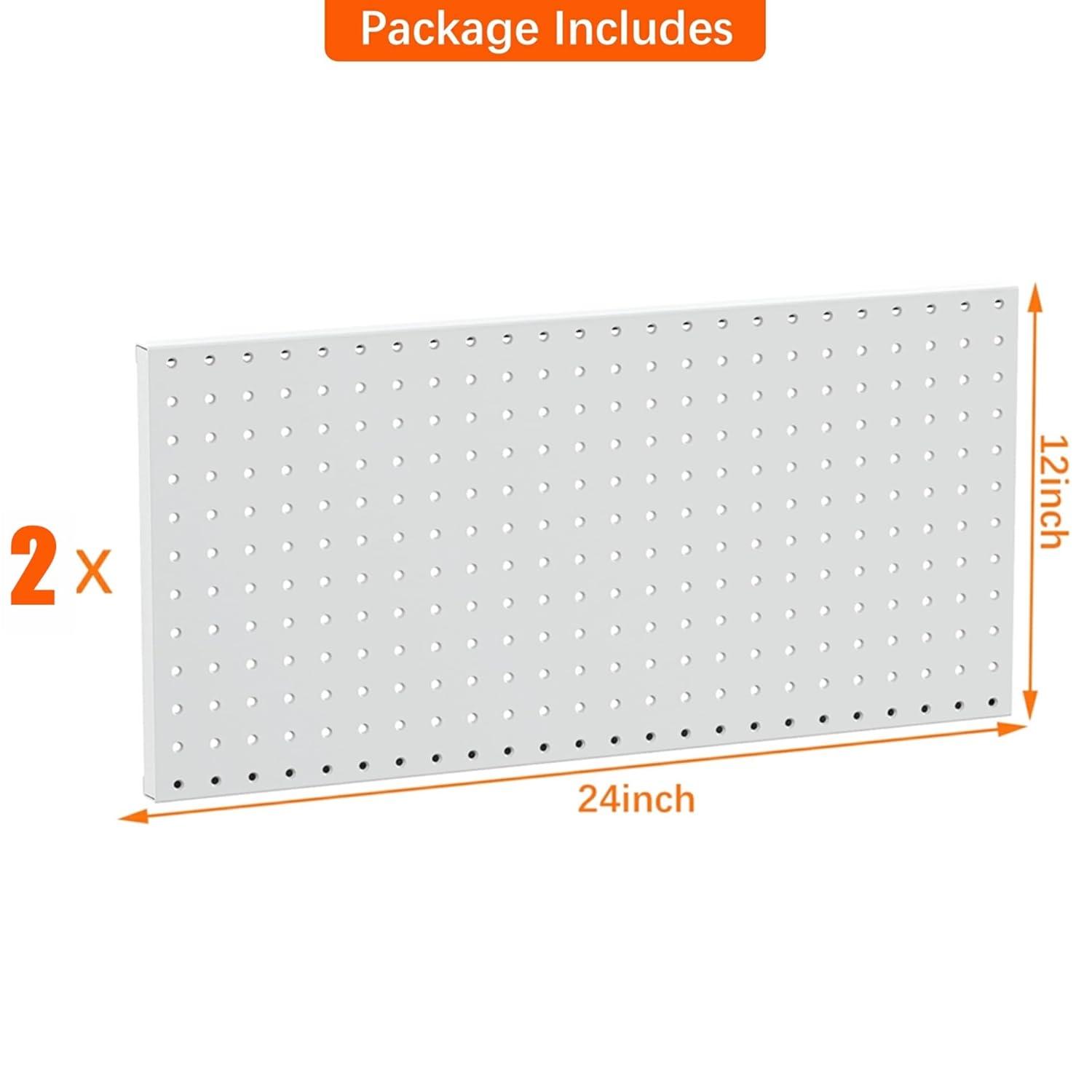 imageTORACK 2Pack 12x24 inch Metal Pegboard Panels for Garage Wall Tool Organizer Pegboard for Workbench Workshop Tool Storage Peg Board for PegsBlack12x24 in