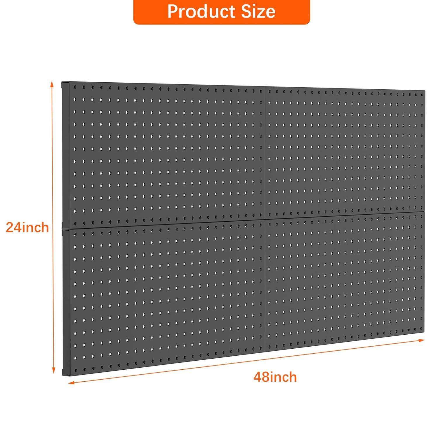 imageTORACK 2Pack 12x24 inch Metal Pegboard Panels for Garage Wall Tool Organizer Pegboard for Workbench Workshop Tool Storage Peg Board for PegsBlack12x24 in