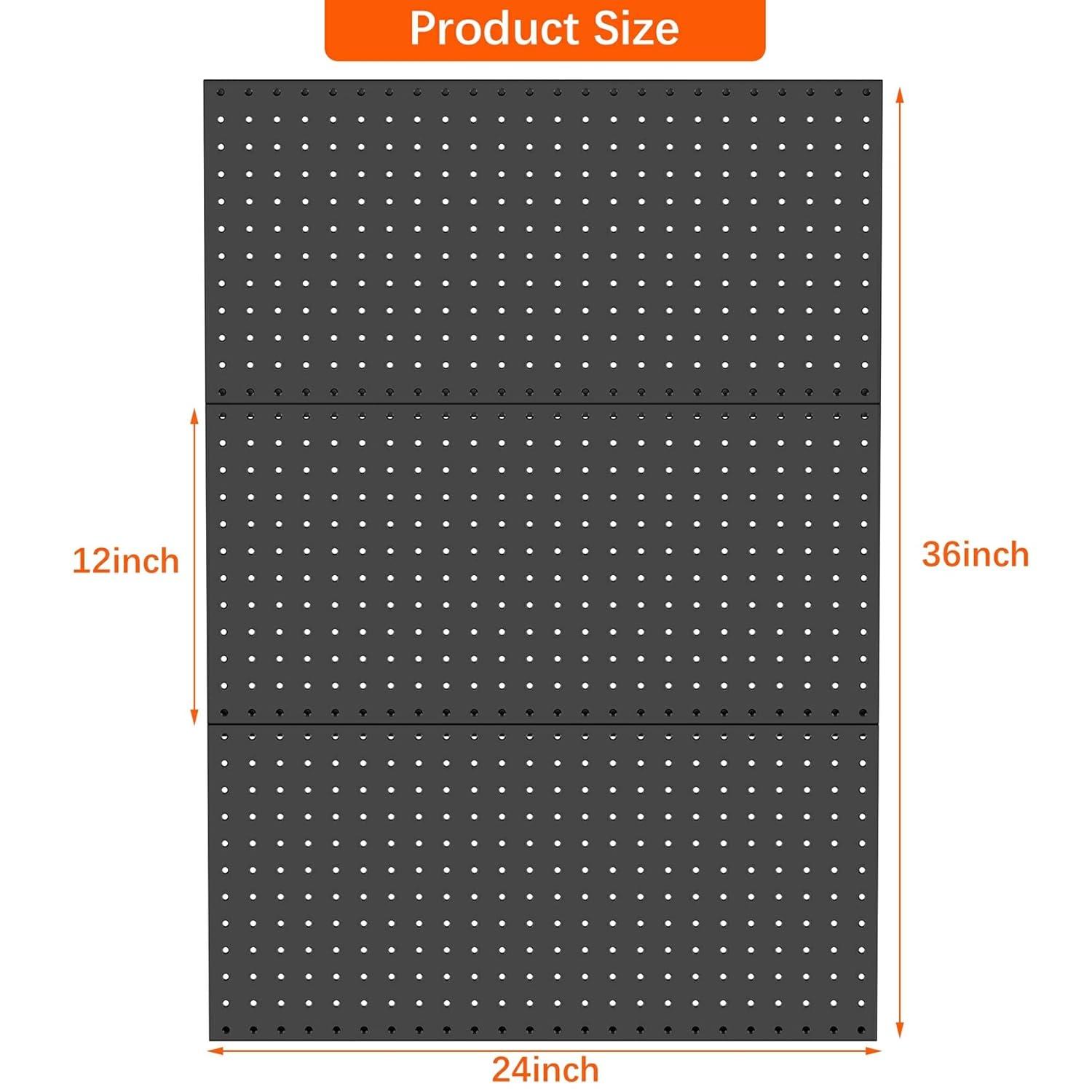 imageTORACK 2Pack 12x24 inch Metal Pegboard Panels for Garage Wall Tool Organizer Pegboard for Workbench Workshop Tool Storage Peg Board for PegsBlack12x24 in