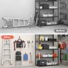 imageTORACK 15PCS Garage Storage System Hooks Shelving Hooks for Keyhole Shelving Units Wall Mount Utility Hooks for Tools Ladders Cords Folding Chairs Shovels and RakesBlackBlack