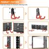 imageTORACK 24 PCS Garage Storage Hooks with Tracks Wall Mount Tool Organizer for Garden Tools Ladders Cords Folding Chairs Shovels and Rakes Shelving Hooks for Keyhole Style Shelving Units