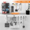 imageTORACK 24 PCS Garage Storage Hooks with Tracks Wall Mount Tool Organizer for Garden Tools Ladders Cords Folding Chairs Shovels and Rakes Shelving Hooks for Keyhole Style Shelving Units