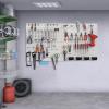 imageTORACK 97pcs Garage Storage 48x24 inch Pegboard Wall Organizer Metal Pegboard with Hooks Garage Storage Bins Utility Tool Board Panel Tool Organizer Silver