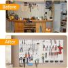 imageTORACK 97pcs Garage Storage 48x24 inch Pegboard Wall Organizer Metal Pegboard with Hooks Garage Storage Bins Utility Tool Board Panel Tool Organizer Silver
