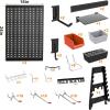imageTORACK Metal Pegboard Wall Organizer System for Garage 109PCS Pegboard Accessories Organizer Kit with Pegboard Bins Hooks Peg Locks Pegboard Storage System for WorkbenchBlackBlack