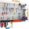 imageTORACK Metal Pegboard Wall Organizer System for Garage 109PCS Pegboard Accessories Organizer Kit with Pegboard Bins Hooks Peg Locks Pegboard Storage System for WorkbenchBlackGrey