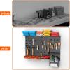 imageTORACK Pegboard Wall Organizer 4 ft Garage Metal Pegboard Tool Organizer System Tools Storage Peg Board Kit with Hooks and Accessories Wall Mounted Storage Bins Overhead ShelvesBlack