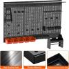 imageTORACK Pegboard Wall Organizer 4 ft Garage Metal Pegboard Tool Organizer System Tools Storage Peg Board Kit with Hooks and Accessories Wall Mounted Storage Bins Overhead ShelvesBlack