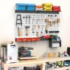 imageTORACK Pegboard Wall Organizer 4 ft Garage Metal Pegboard Tool Organizer System Tools Storage Peg Board Kit with Hooks and Accessories Wall Mounted Storage Bins Overhead ShelvesGrey