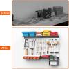 imageTORACK Pegboard Wall Organizer 4 ft Garage Metal Pegboard Tool Organizer System Tools Storage Peg Board Kit with Hooks and Accessories Wall Mounted Storage Bins Overhead ShelvesGrey