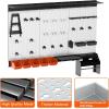 imageTORACK Pegboard Wall Organizer 4 ft Garage Metal Pegboard Tool Organizer System Tools Storage Peg Board Kit with Hooks and Accessories Wall Mounted Storage Bins Overhead ShelvesGrey