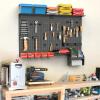 imageTORACK Pegboard Wall Organizer 4 ft Garage Metal Pegboard Tool Organizer System Tools Storage Peg Board Kit with Hooks and Accessories Wall Mounted Storage Bins Overhead ShelvesBlack