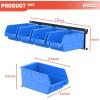 imageTORACK WallMounted Storage Bins  8 Plastic Bins ampamp 2 Metal Tracks for Tools Organization in Garage Craft Room and ShopBlueBlue