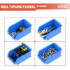 imageTORACK WallMounted Storage Bins  8 Plastic Bins ampamp 2 Metal Tracks for Tools Organization in Garage Craft Room and ShopBlueBlue