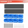 imageTORACK WallMounted Storage Bins  8 Plastic Bins ampamp 2 Metal Tracks for Tools Organization in Garage Craft Room and ShopBlueBlue