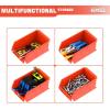 imageTORACK WallMounted Storage Bins  8 Plastic Bins ampamp 2 Metal Tracks for Tools Organization in Garage Craft Room and ShopBlueOrangered
