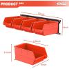 imageTORACK WallMounted Storage Bins  8 Plastic Bins ampamp 2 Metal Tracks for Tools Organization in Garage Craft Room and ShopBlueOrangered