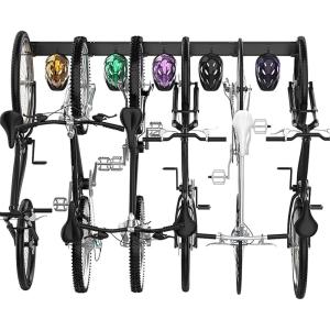 imageTORACK Bike Storage Rack 6 Bike Racks ampamp 5 Hooks for Garage Wall Mount Vertical Bicycles Hanger for Home Space Saving up to 600lbs 64inch