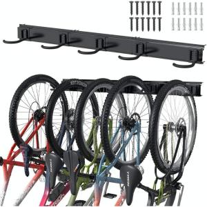 imageTORACK Bike Storage Rack Wall Mount Garage Bike Hanger for 5 Bicycles Adjustable Bike Hooks for Home indoor Holds Up to 300lbs