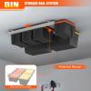 imageTORACK Garage Ceiling Bin Storage Rack Overhead Tote Storage Rail System Heavy Duty Adjustable Tote Slide Rails Garage Bins Storage SystemWhite Bins are not includedWhite
