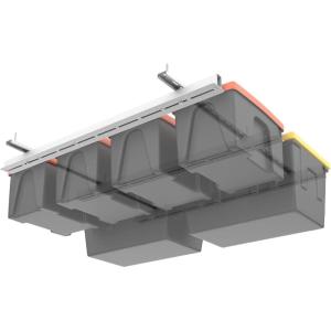 imageTORACK Garage Ceiling Bin Storage Rack Overhead Tote Storage Rail System Heavy Duty Adjustable Tote Slide Rails Garage Bins Storage SystemWhite Bins are not includedWhite