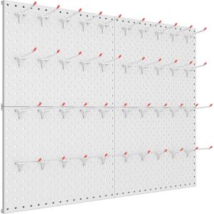 imageTORACK Metal Pegboard Panels and Hooks for Garage Workbench Shop Shed Tool Organizer Peg Board with 18quot ampamp 14quot Holes Modular WallMounted Pegboard with Pegboard HooksBlackLight Gray