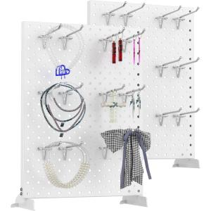 imageTORACK Pegboard Display Stand for Craft Shows ampamp Fairs 12 x 16 in Metal Tabletop Pegboard Display with Hooks for Christmas Fair EventWhite Pack of 2White