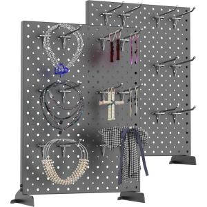 imageTORACK Pegboard Display Stand for Craft Shows ampamp Fairs 12 x 16 in Metal Tabletop Pegboard Display with Hooks for Christmas Fair EventWhite Pack of 2Black