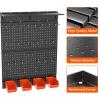 imageTORACK Garage Metal Pegboard with Accessories Tools Organizer Peg Board with Pegboard Hooks Bins Tool Storage Pegboards for WallBlackBlack