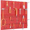 imageTORACK Metal Pegboard Wall Organizer 24quot x 24quot or 12quot x 48quot 70 PCS Tools Storage Pegboard for Garage Tool Organizer Peg Board with Pegboard Hooks for WorkbenchBlackRed