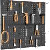 imageTORACK Metal Pegboard Wall Organizer 24quot x 24quot or 12quot x 48quot 70 PCS Tools Storage Pegboard for Garage Tool Organizer Peg Board with Pegboard Hooks for WorkbenchBlackBlack