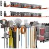imageTORACK Garden Tool Organizer Wall Mount Garage Folding Chair Storage Rack Tools Rack for Shovels Rakes Broom Ladders Hooks for Keyhole Style Shelving Unit4 panels with 10 hooks