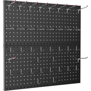imageTORACK Metal Pegboard Wall Organizer 24quot x 24quot or 12quot x 48quot 70 PCS Tools Storage Pegboard for Garage Tool Organizer Peg Board with Pegboard Hooks for WorkbenchBlackBlack