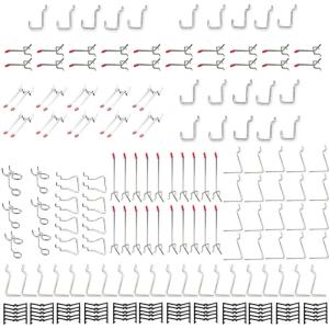 imageTORACK 184PCS Pegboard Accessories Pegboard Hooks Organizer kit with Peg Locks Metal Hooks for Pegboard Storage System