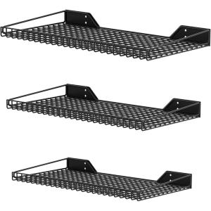 imageTORACK WallMounted Storage Shelves MixedSize Garage Wall Shelving for Closet ampamp Laundry Room HeavyDuty Floating Shelf Holds Up to 65 lbsWhiteBlack