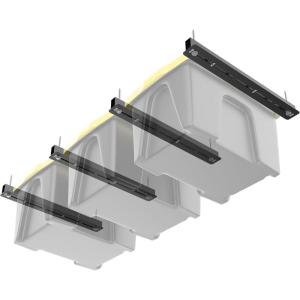 imageTORACK Garage Ceiling Bin Storage Rack Adjustable Heavy Duty Overhead Tote Storage Railsfor 6 Bins Bins are not includedfor 3 bins