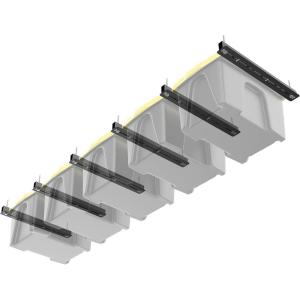 imageTORACK Garage Ceiling Bin Storage Rack Adjustable Heavy Duty Overhead Tote Storage Railsfor 6 Bins Bins are not includedfor 5 bins