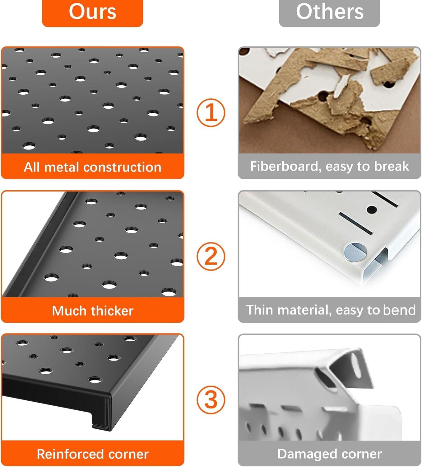 imageTORACK 4Pcs 12quotx16quot Metal Pegboard Panels for Garage Workbench Shop Shed Tool Organizer Peg Board with 18quot ampamp 14quot Holes Modular WallMounted Pegboard for Pegboard Hooks BlackBlack