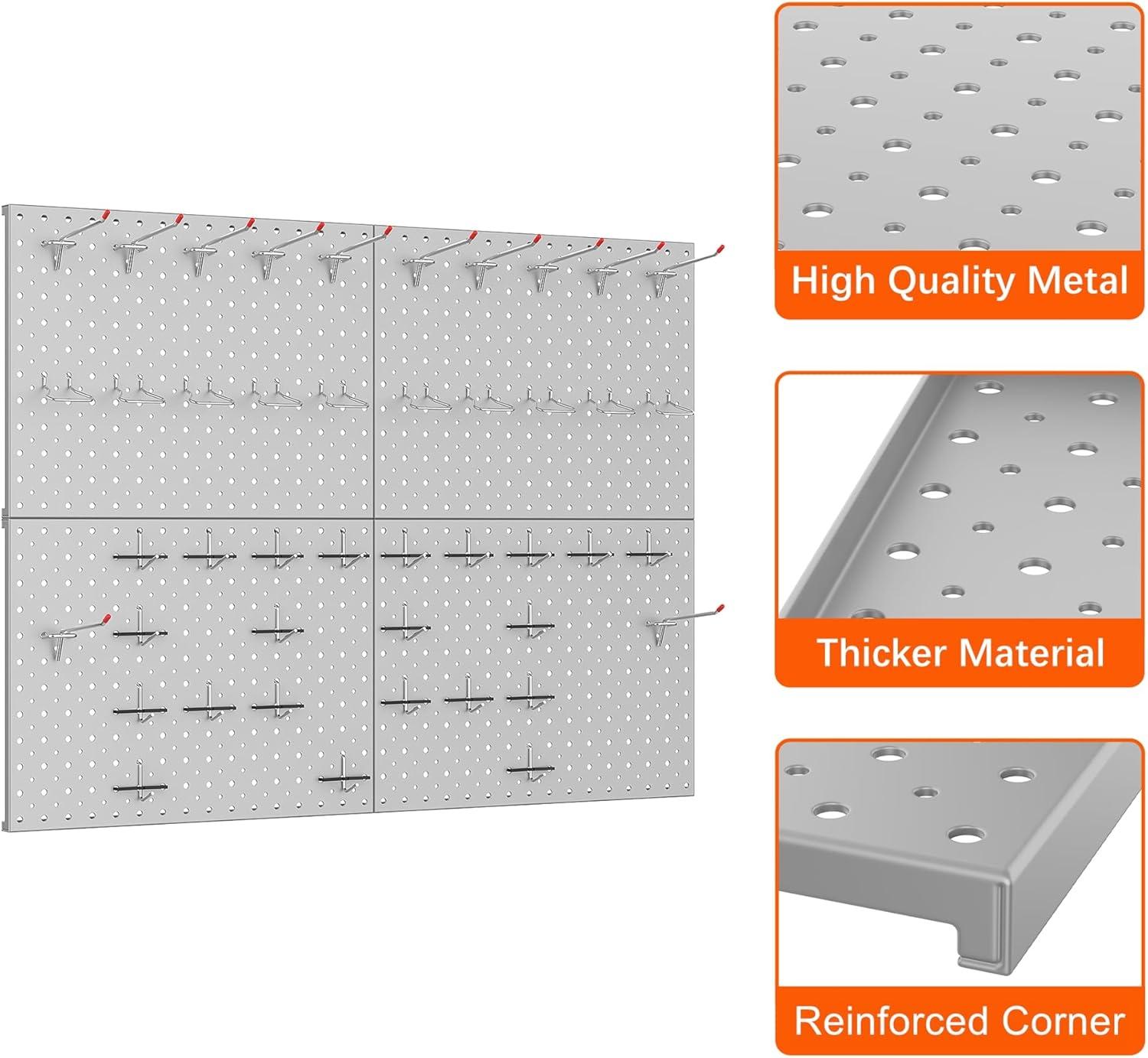 imageTORACK 4Pcs 12quotx16quot Metal Pegboard Panels for Garage Workbench Shop Shed Tool Organizer Peg Board with 18quot ampamp 14quot Holes Modular WallMounted Pegboard for Pegboard Hooks BlackGray