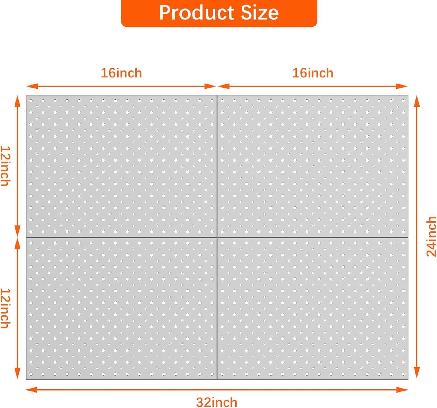 imageTORACK 4Pcs 12quotx16quot Metal Pegboard Panels for Garage Workbench Shop Shed Tool Organizer Peg Board with 18quot ampamp 14quot Holes Modular WallMounted Pegboard for Pegboard Hooks BlackGray