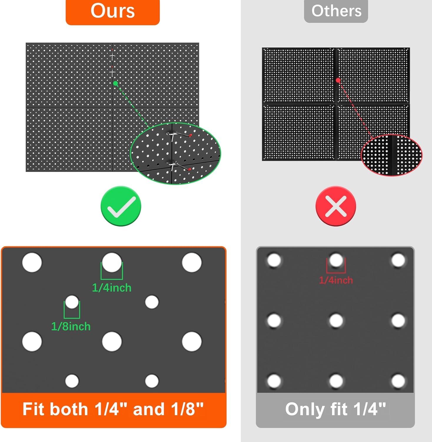 imageTORACK 4Pcs 12quotx16quot Metal Pegboard Panels for Garage Workbench Shop Shed Tool Organizer Peg Board with 18quot ampamp 14quot Holes Modular WallMounted Pegboard for Pegboard Hooks BlackBlack