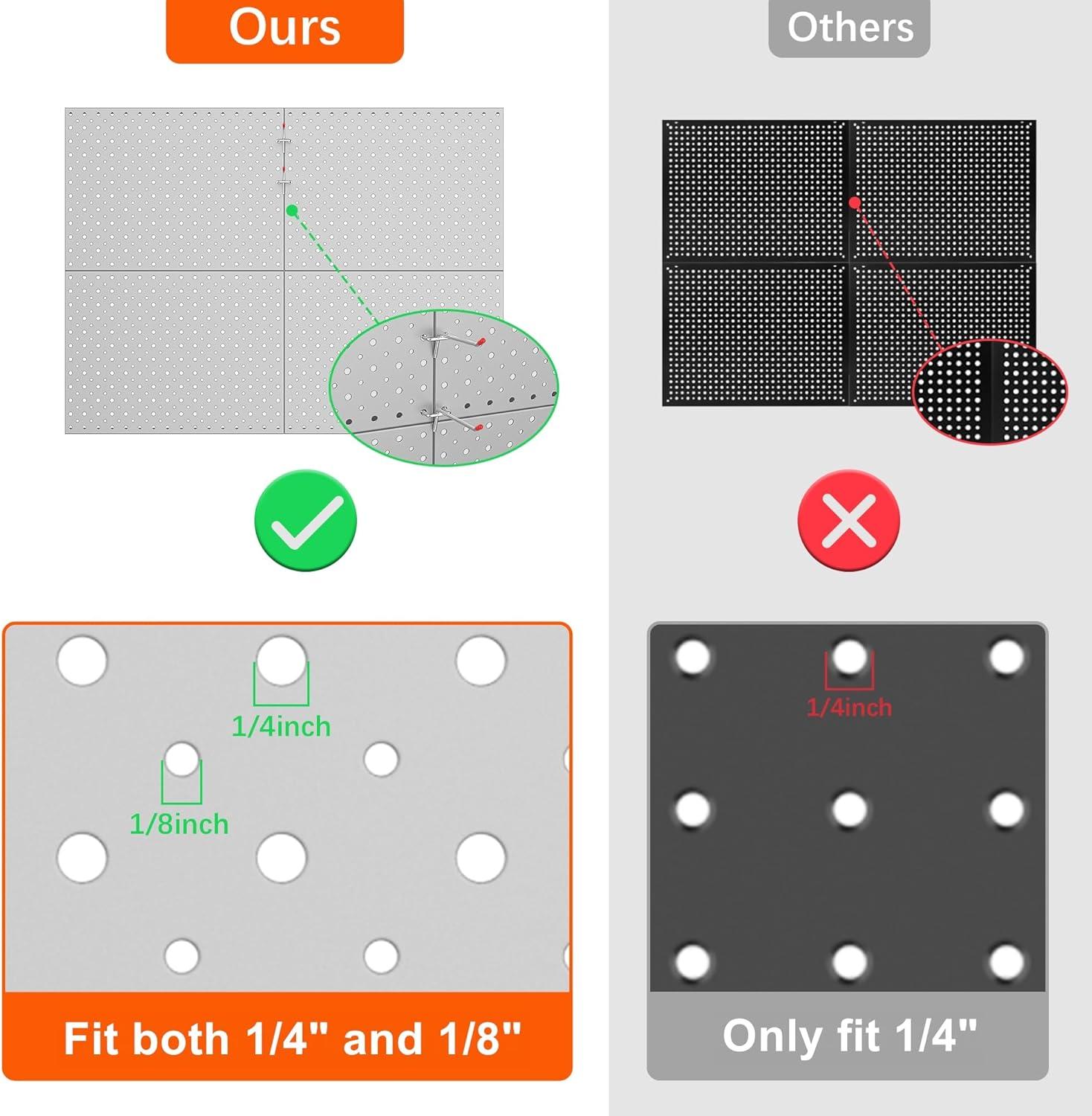 imageTORACK 4Pcs 12quotx16quot Metal Pegboard Panels for Garage Workbench Shop Shed Tool Organizer Peg Board with 18quot ampamp 14quot Holes Modular WallMounted Pegboard for Pegboard Hooks BlackGray