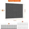 imageTORACK 4Pcs 12quotx16quot Metal Pegboard Panels for Garage Workbench Shop Shed Tool Organizer Peg Board with 18quot ampamp 14quot Holes Modular WallMounted Pegboard for Pegboard Hooks BlackBlack
