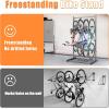 imageTORACK Freestanding Bike Storage Stand for Garage Heavy Duty 7 Bikes and 7 Helmets Vertical Bike Storage Stand Floor Bike Storage RackStand for 4 bikes