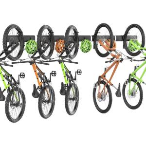 imageTORACK WallMounted Swivel Bike Rack Garage Vertical Bike Hangers for 3 Bikes and 3 Helmets Rotating Bike Storage Hooks Holds Up to 300 lbsfor 5 bikes