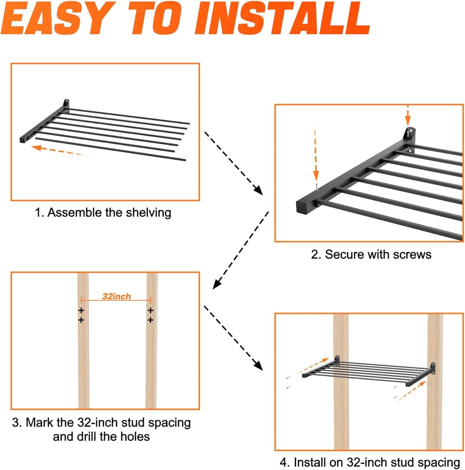imageTORACK Wall Mounted 8 27Gallon Totes Storage Rackno Bins HeavyDuty Metal Bins Storage Shelf for Garage Fits Standard Storage Tote SpaceSaving Bin Holder for Home Basement ampamp Workshop