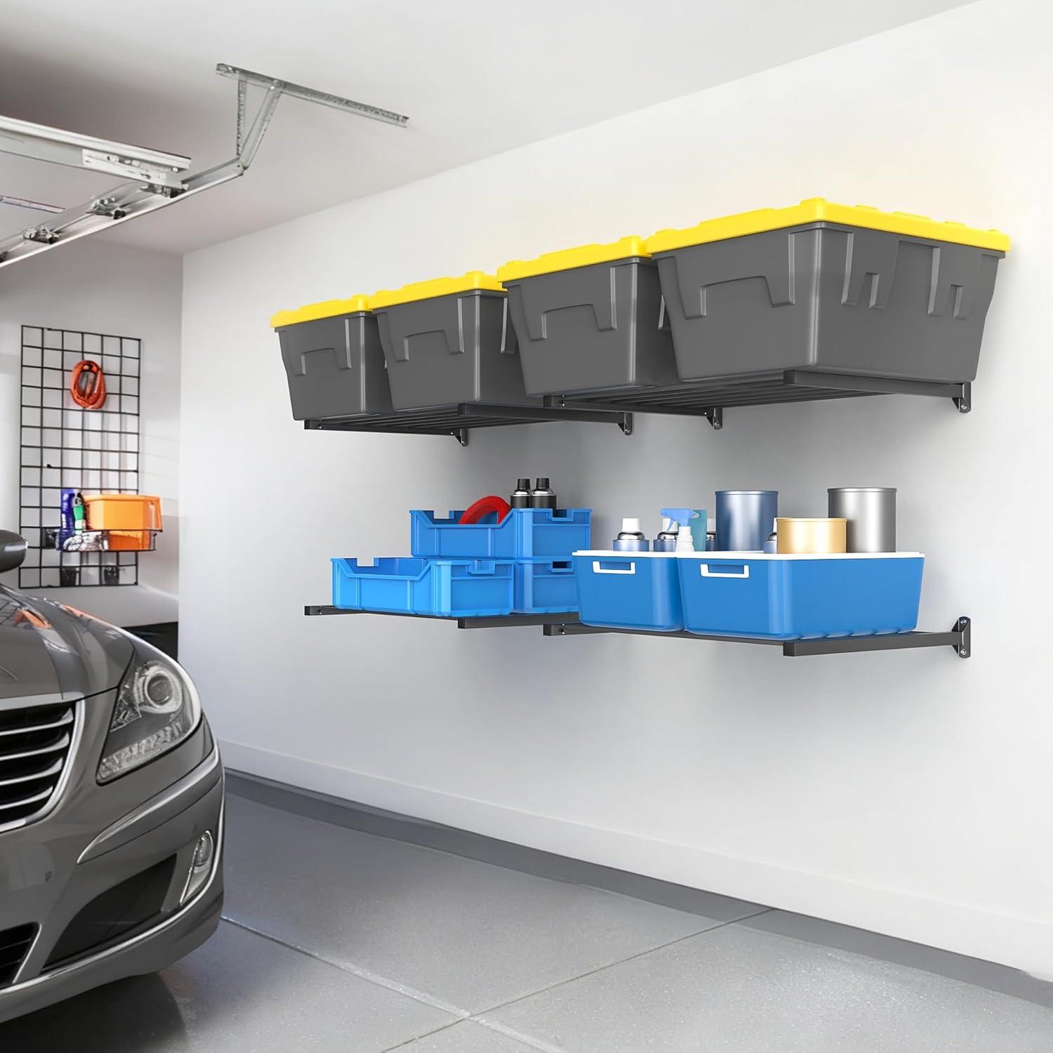 imageTORACK Wall Mounted 8 27Gallon Totes Storage Rackno Bins HeavyDuty Metal Bins Storage Shelf for Garage Fits Standard Storage Tote SpaceSaving Bin Holder for Home Basement ampamp Workshop