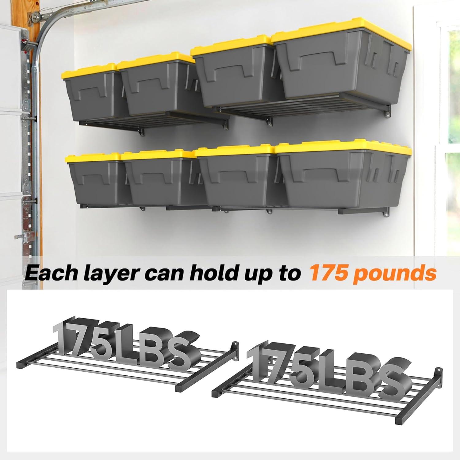 imageTORACK Wall Mounted 8 27Gallon Totes Storage Rackno Bins HeavyDuty Metal Bins Storage Shelf for Garage Fits Standard Storage Tote SpaceSaving Bin Holder for Home Basement ampamp Workshop